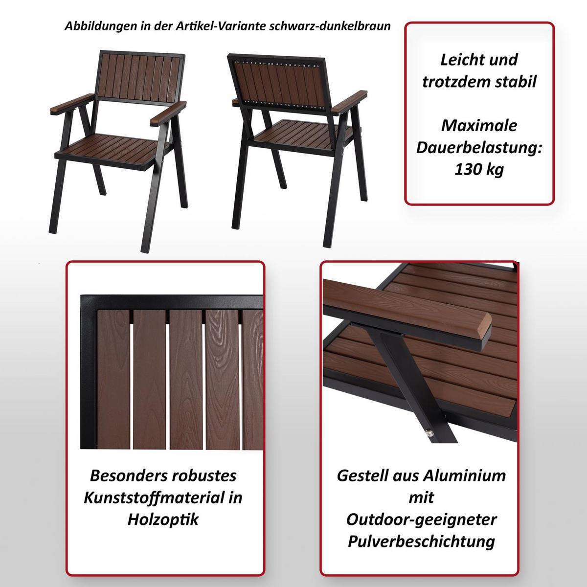 GARTENSTUHL Schwarz, Braun - Schwarz/Braun, Metall (57/87/53cm) - MCW