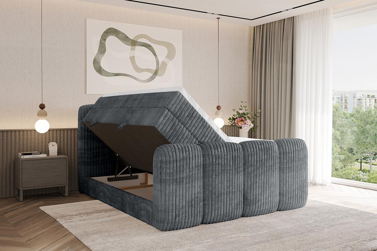 BOXBETT mit Matratze H3|H4 und Lattenrost - NINA-Z KING - 160x200 cm Tila - Dunkelgrau - Schieferfarben, Holzwerkstoff (160/200cm)