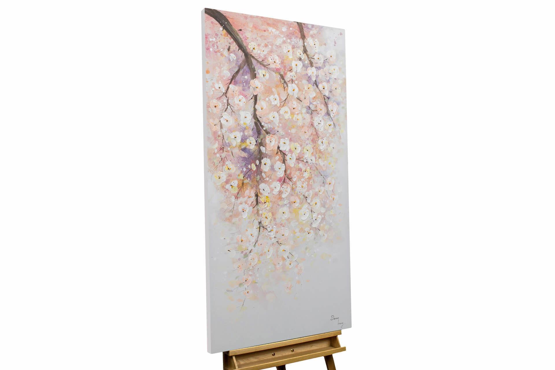 ACRYLBILD HANDGEMALT 60/120 cm - Pink/Weiß, Holz/Textil (60/120cm) - KUNSTLOFT