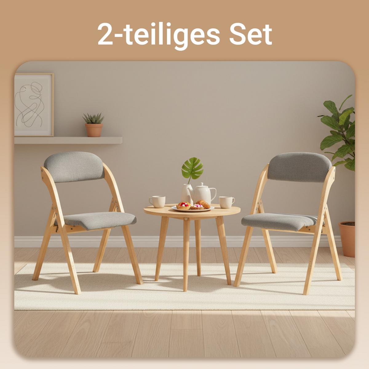 KLAPPSTÜHLEN 2 er set, Hellgrau - Grau, Holz (47.5/77/59cm) - SoBuy