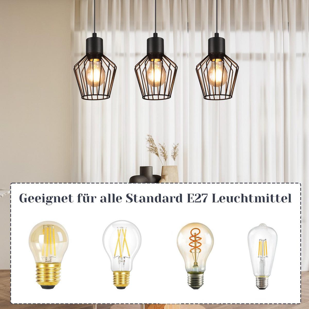 PENDELLEUCHTE Ziel 3-flammig 50/12/150 cm - Schwarz, Metall (50/12/150cm) - Nettlife