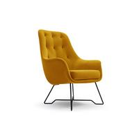 SESSEL SEDUTA, Modern Polstersessel Loungesessel, Velours-Stoff Gelb - Gelb, Holz/Metall (72.5/101.5/83cm) - MASSENO