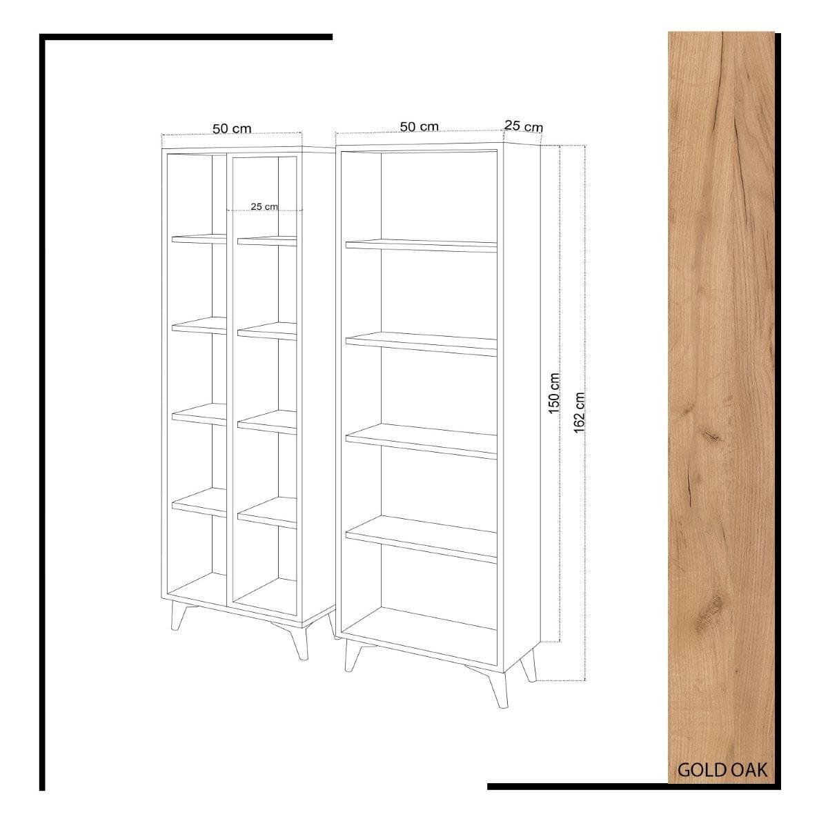 REGAL 15 Eichen- und Weißdekorationstabletten H162 cm - Potenza - Eschefarben, Holzwerkstoff (25/162/13cm) - Calicosy