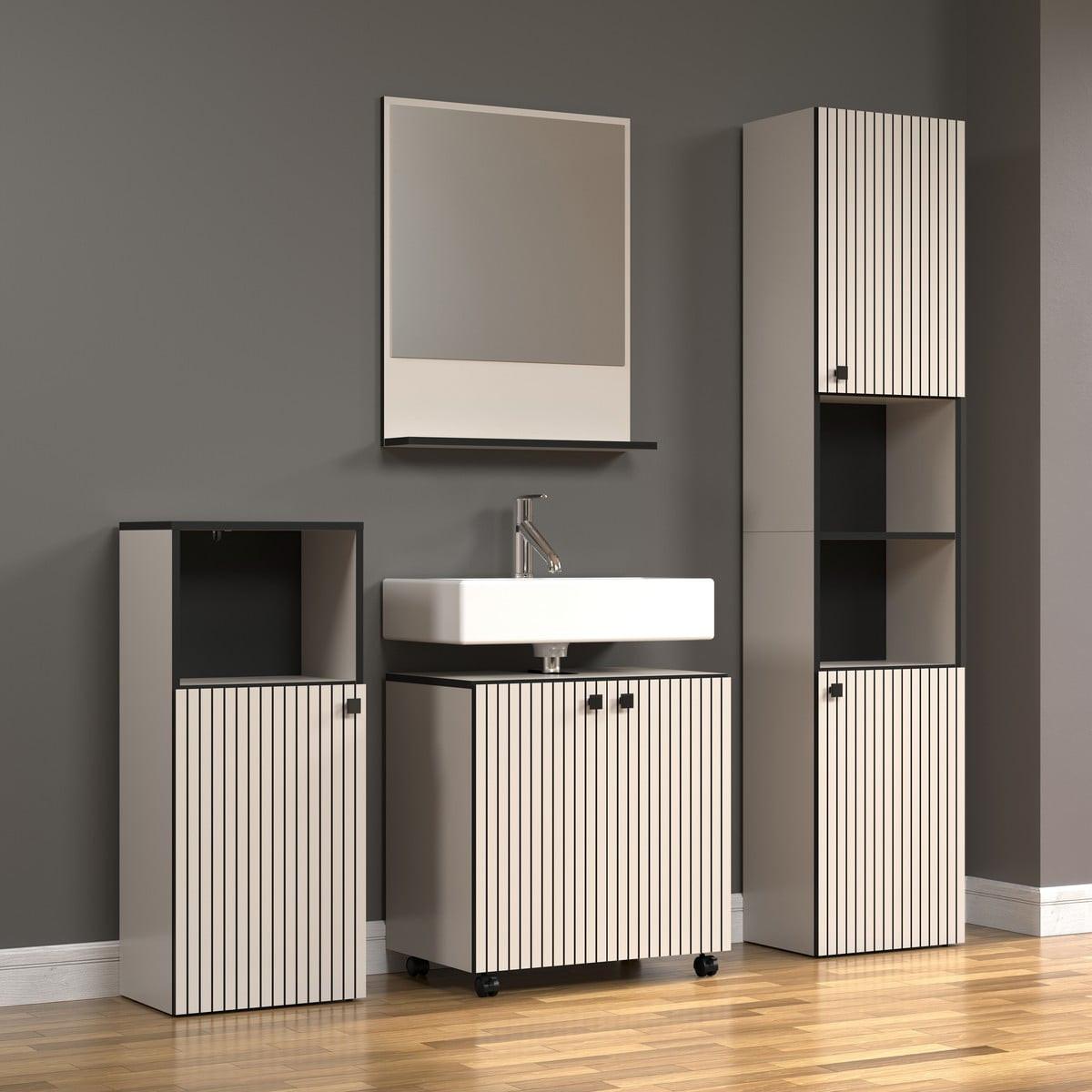 WANDSPIEGEL PureBliss Hellgrau - Hellgrau, Holzwerkstoff (60/74/14cm) - Trendteam