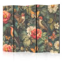 PARAVENT 5-tlg 225x172 cm Vögel und Blumen Boho - Multicolor, Holz/Textil (225/172/3cm) - Muralo