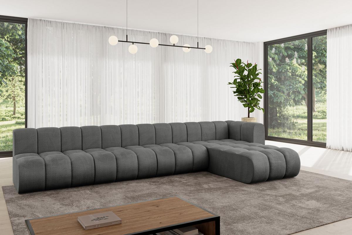 ECKSOFA modulares Sofa Darnel-L3 - 387x177x70 cm Dunkelgrau - Dunkelgrau, Holzwerkstoff/Textil (387/177cm) - ALTDECOR