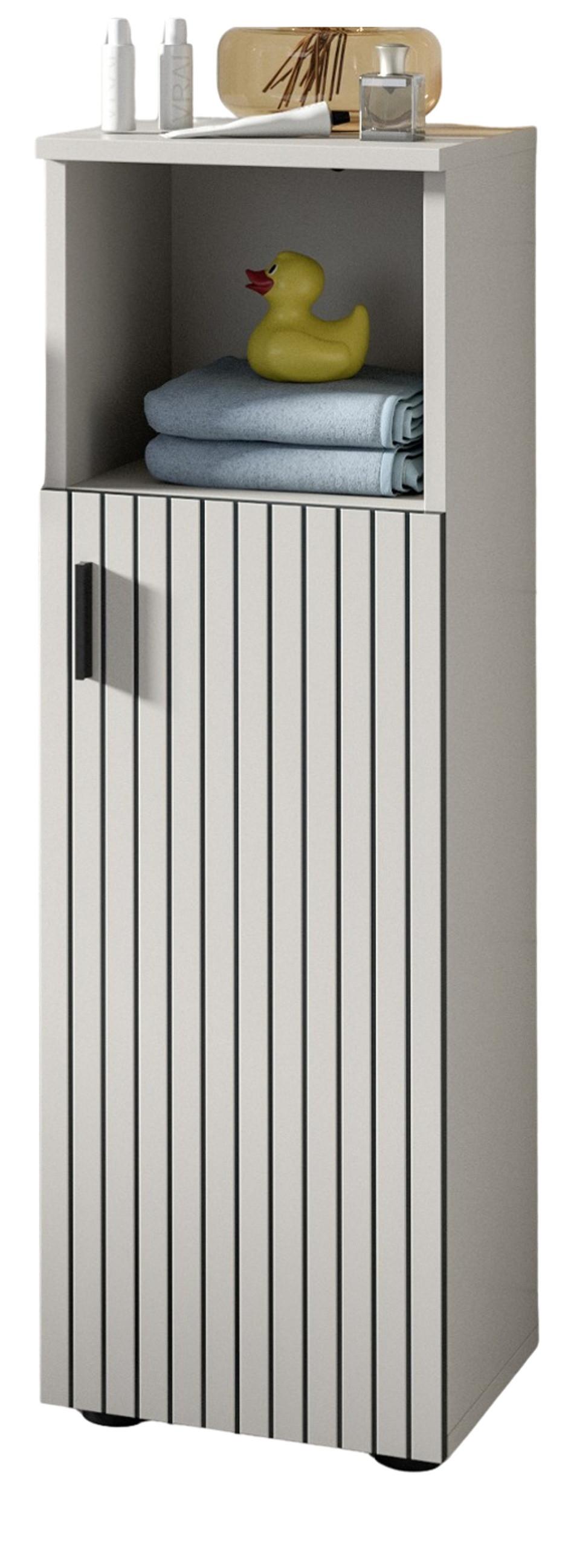 KOMMODE kaschmir 30 x 95 cm, Badschrank Türanschlag wechselbar - Kaschmir/Schwarz, Holzwerkstoff/Kunststoff (30/95/30cm) - Inn.Furn