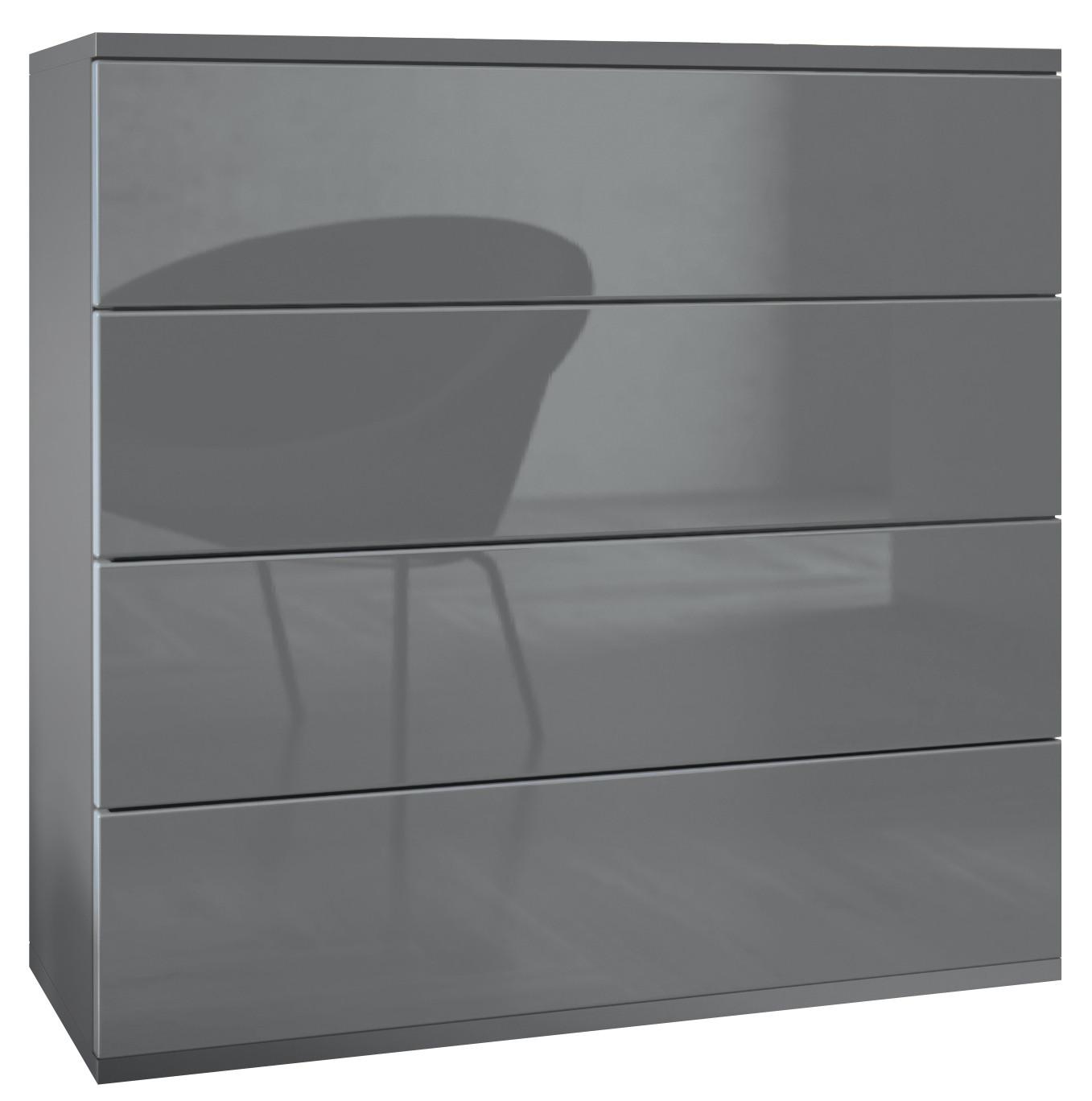 KOMMODE Pavos Grau Hochglanz - Grau, Holzwerkstoff (76/76/35cm) - Vladon