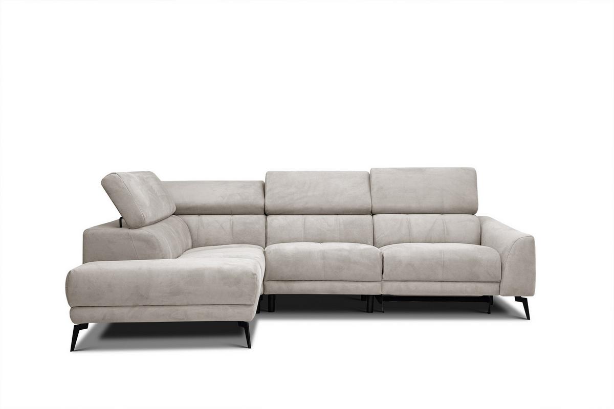 ECKSOFA LARS 5-Sitzer, 1 Relax, verstellbare Kopfstützen, beige - Beige/Schwarz, Holzwerkstoff/Textil (284/201cm) - Wozimo