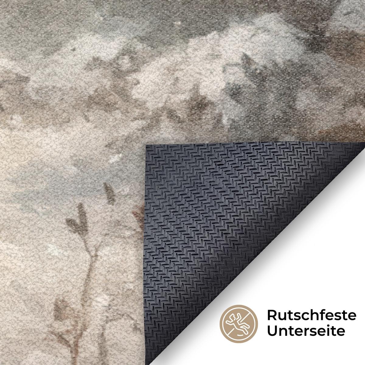 FUSSMATTE Weihnachten - Rentier - Winter - Kranz Flurteppich 180x120 cm - Braun, Kunststoff (180/0.4cm) - MuchoWow
