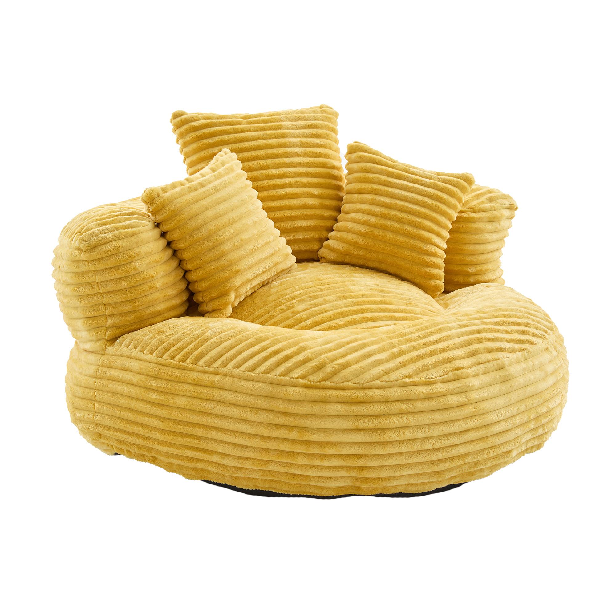 SITZSACK in Chenille mit 3 Kissen - Gelb, Textil (108/52/108cm) - Urban Meuble