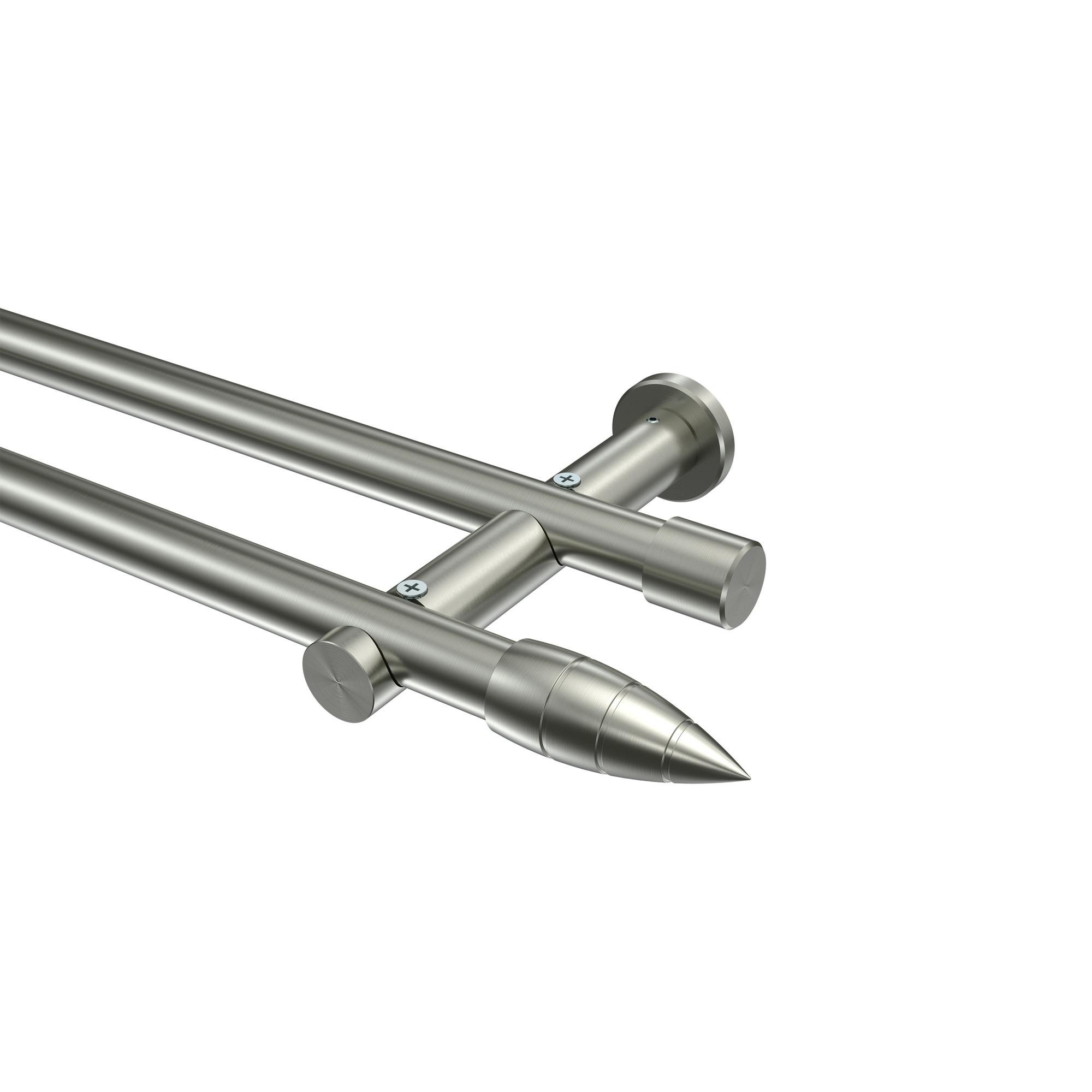 GARDINENSTANGE Platon Samanto 200 cm, 2-läufig (ohne Ringe), 20 mm Ø Edelstahl-Optik - Edelstahlfarben, Metall (200cm) - INTERDECO