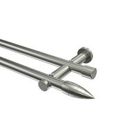 GARDINENSTANGE Platon Samanto 200 cm, 2-läufig (ohne Ringe), 20 mm Ø Edelstahl-Optik - Edelstahlfarben, Metall (200cm) - INTERDECO