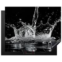 HERDABDECKPLATTE Wasser - Spritzwasser - Schwarz Herdabdeckung Induktionsfeld 65x52 cm - Schwarz, Kunststoff (65/52/0.2cm) - MuchoWow