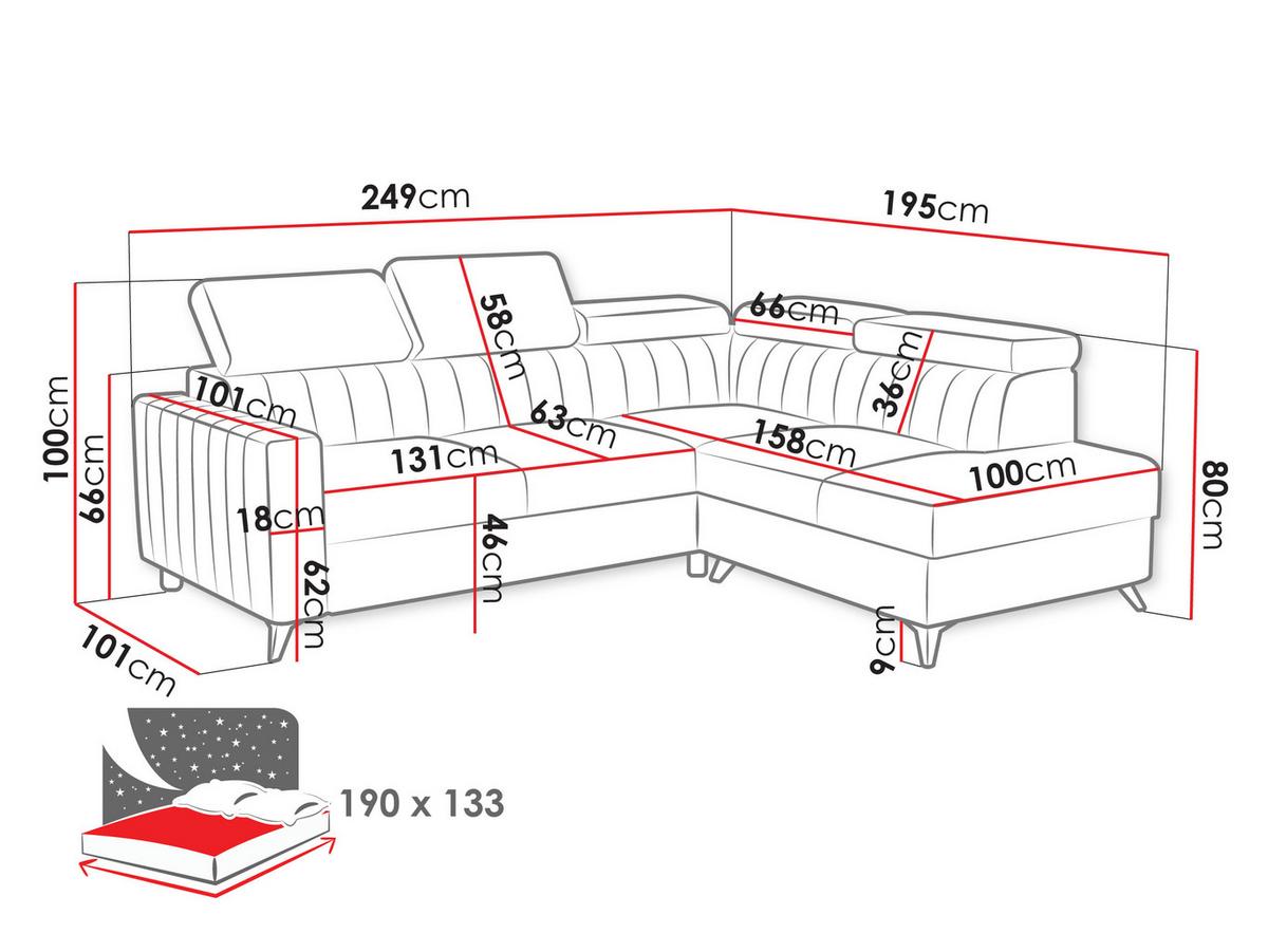 ECKSOFA Milano 2RRLXP, Seite: Rechts 2R+R+LXP - Bronzefarben, Holz/Textil (249/195cm) - MIRJAN24