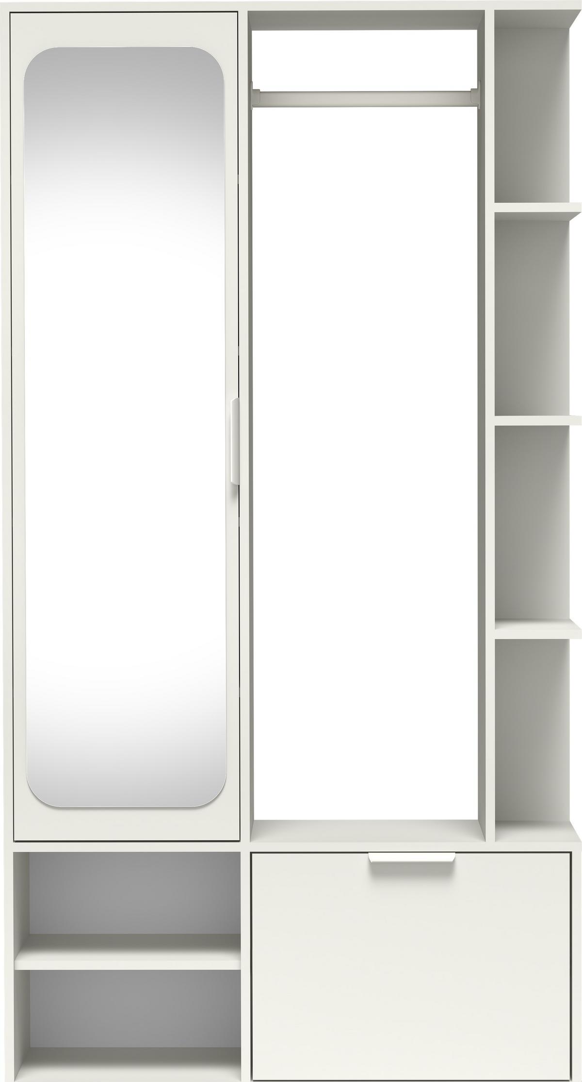 GARDEROBE Mela mit Spiegel, Sitzbank & Kleiderstange – 100/189/33 cm – Weiß - Weiß, Holzwerkstoff/Metall (100/189.4/33cm) - WFL GROUP