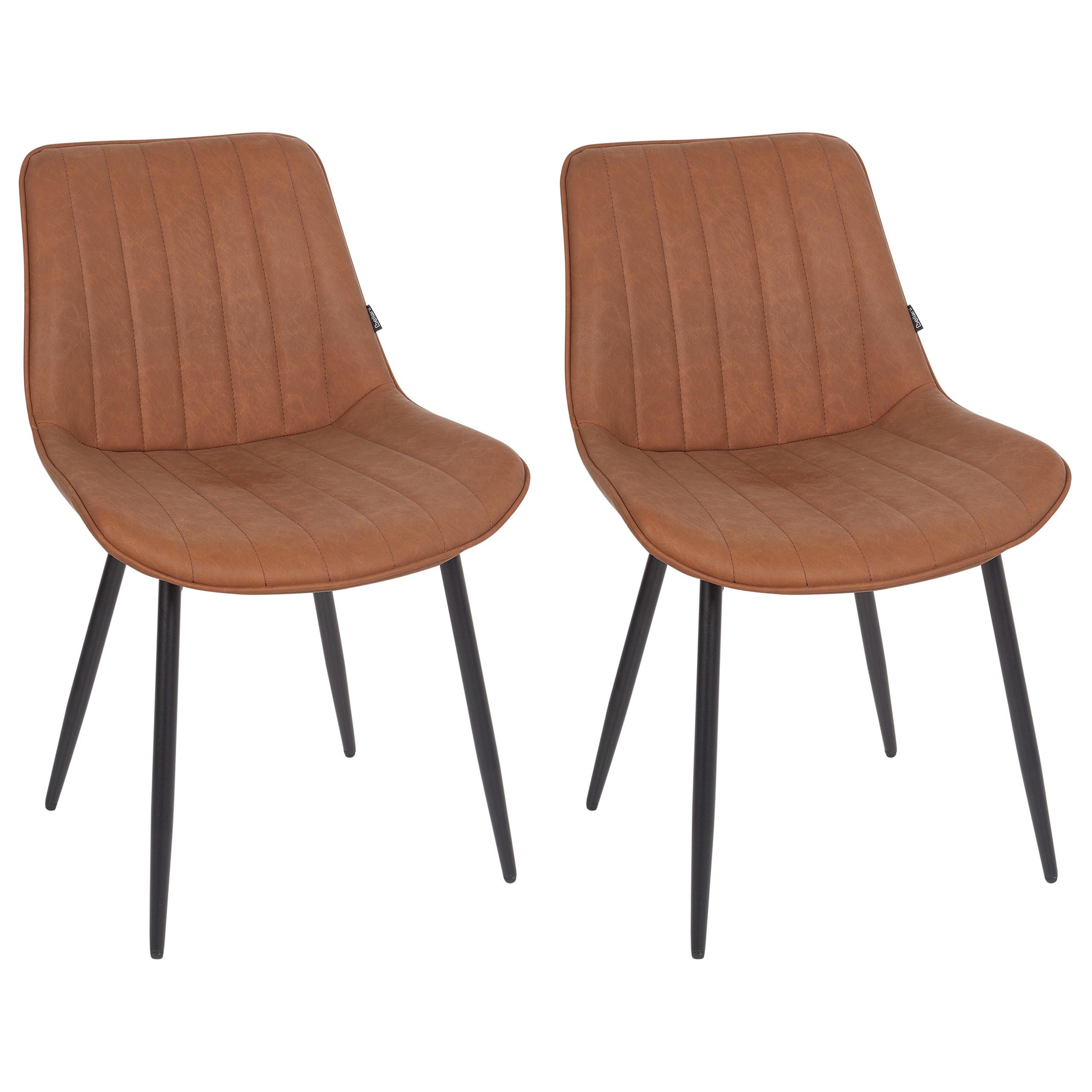 ESSZIMMERSTUHL 2er-Set Kunstleder Braun Dubrovnik - Schwarz/Braun, Kunststoff (53/81/58cm) - Beliani