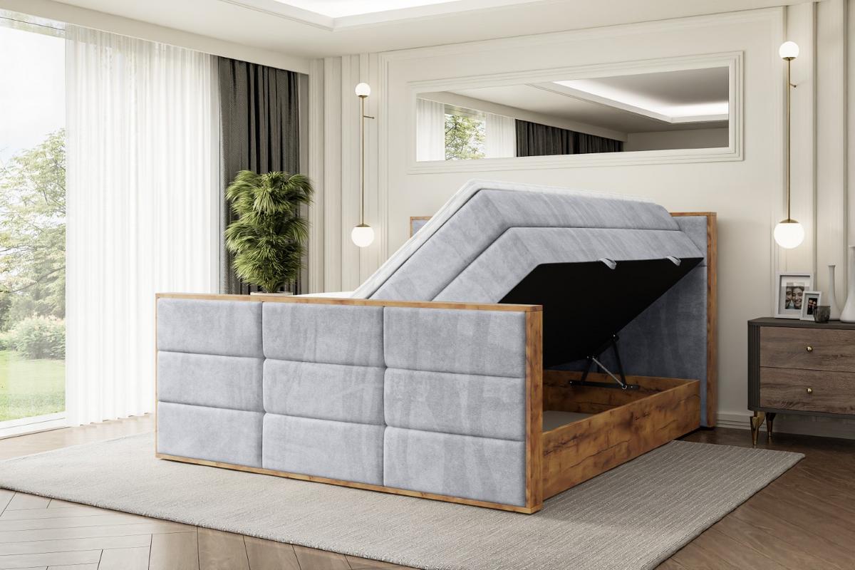 BOXSPRINGBETT mit Matratze H3|H4 und Lattenrost - LOLLI1-Z KING-120x200 - Grau Monolith - Grau, Holzwerkstoff (120/200cm) - ALTDECOR