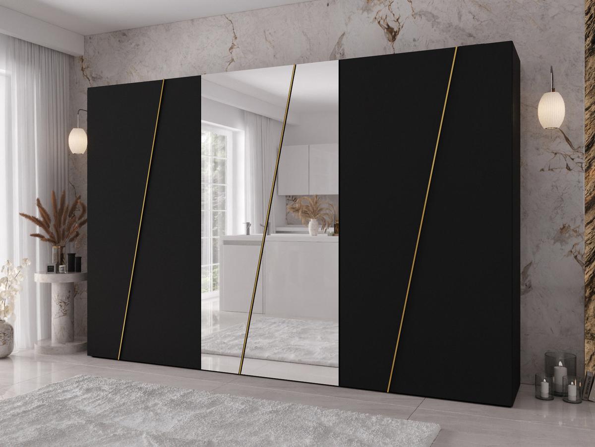 DREHTÜRENSCHRANK Zen 2L 300 cm - Goldfarben/Schwarz, Holzwerkstoff/Kunststoff (300/202/50cm) - MIRJAN24