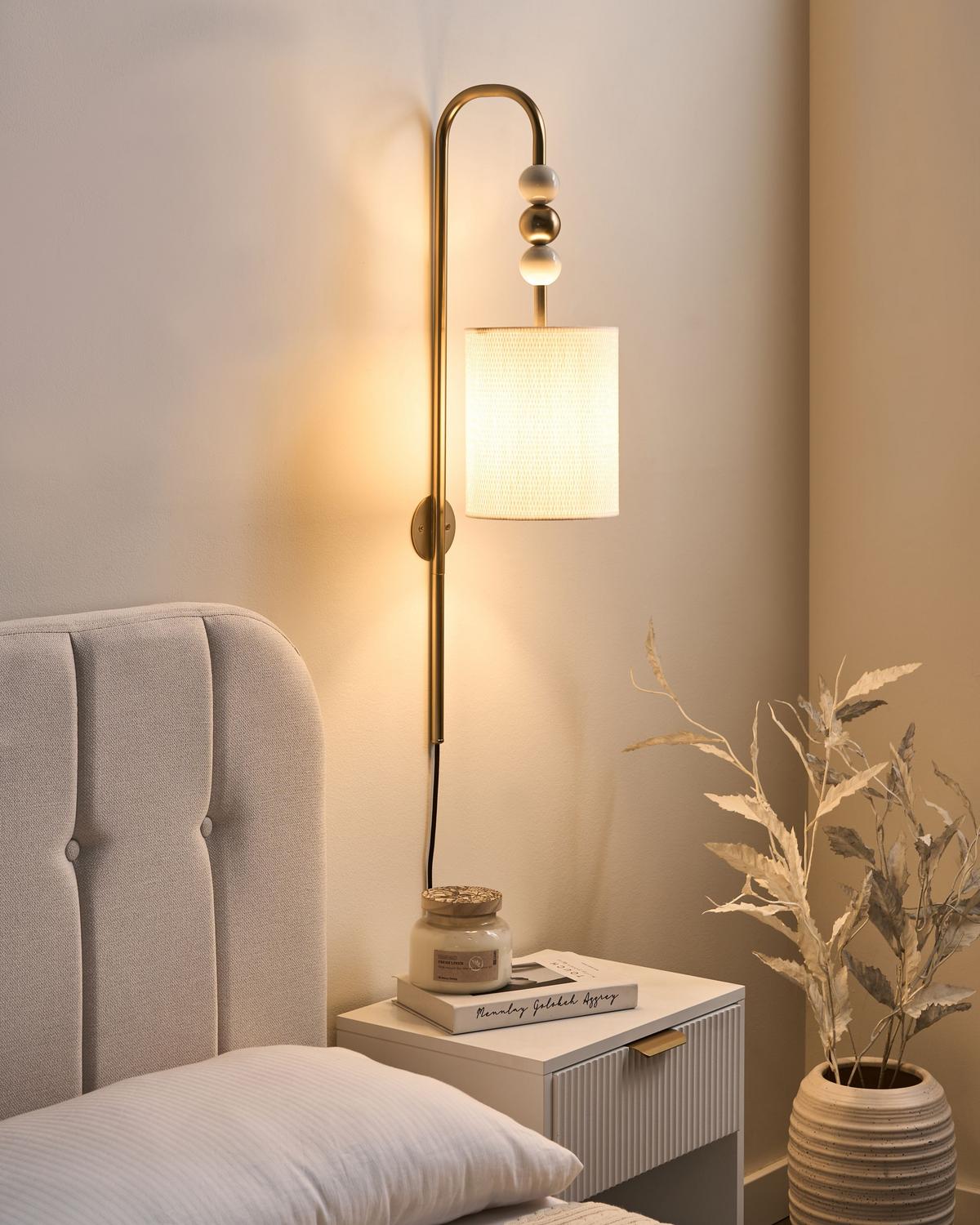 WANDLAMPE Beige Loky - Beige/Messingfarben, Metall (18/78/18cm) - Beliani