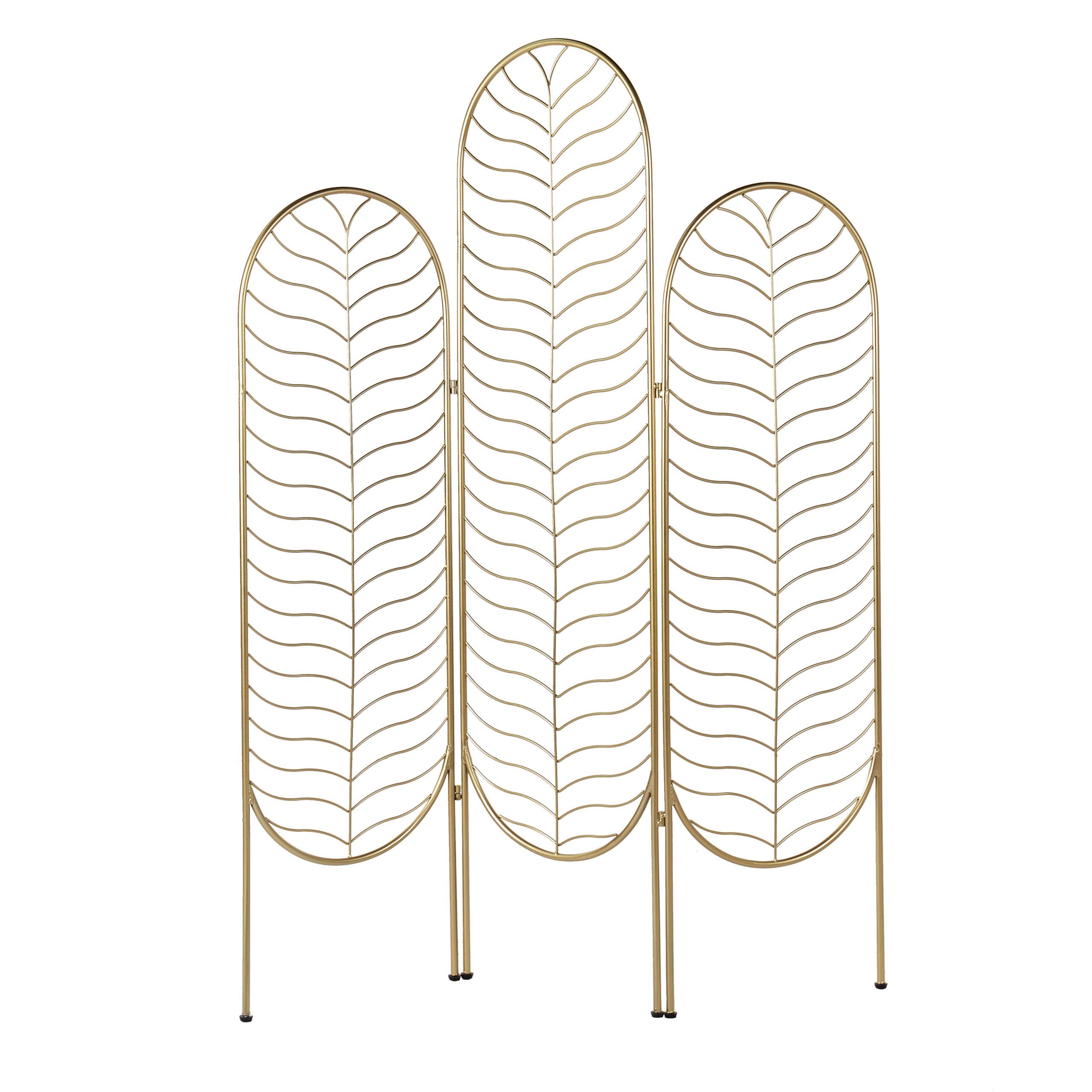 RAUMTEILER 3-teilig Gold 120 cm 160 cm Pescia - Goldfarben, Metall (120/160/1cm) - Beliani