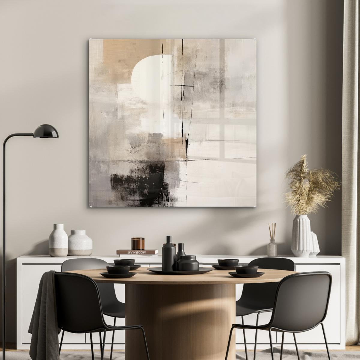 ACRYLGLASBILD Abstrakt - Kunst - Grau 90x90 cm - Hellgrau, Glas (90/90cm) - MuchoWow