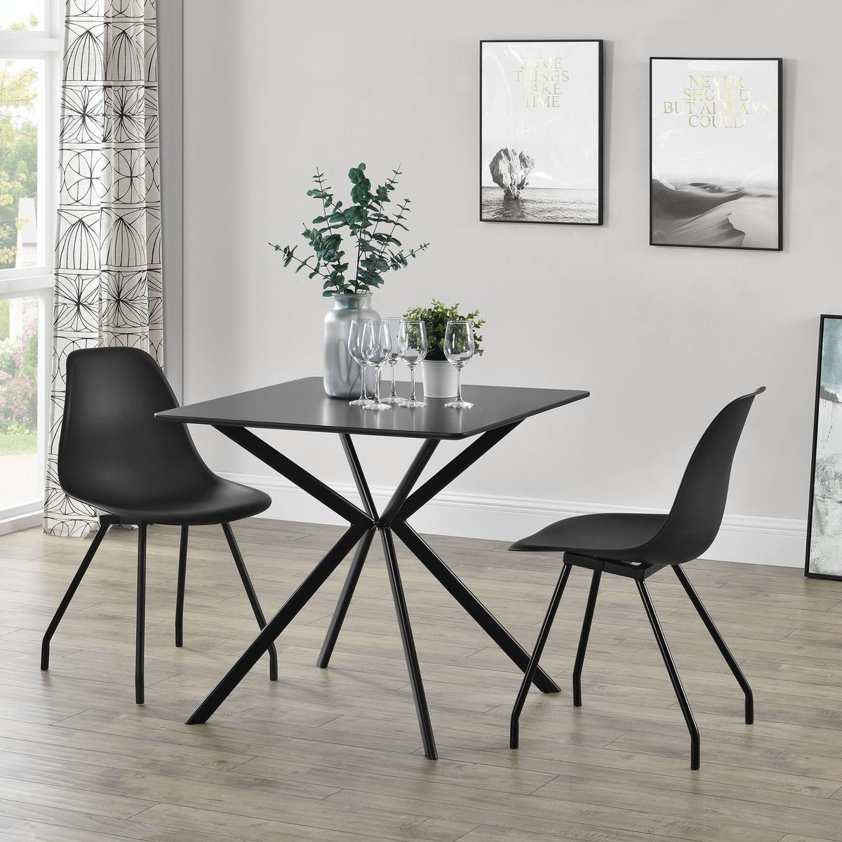 ESSTISCH Ankara - Schwarz, Holzwerkstoff/Metall (78/78/75cm) - [en.casa]