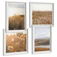 BILDER SET 4er Set - 50x50 cm & 40x60 cm Weißer Rahmen - Landschaften Wiesen Berge See - Weiß, Kunststoff (50/50cm) - TULUP