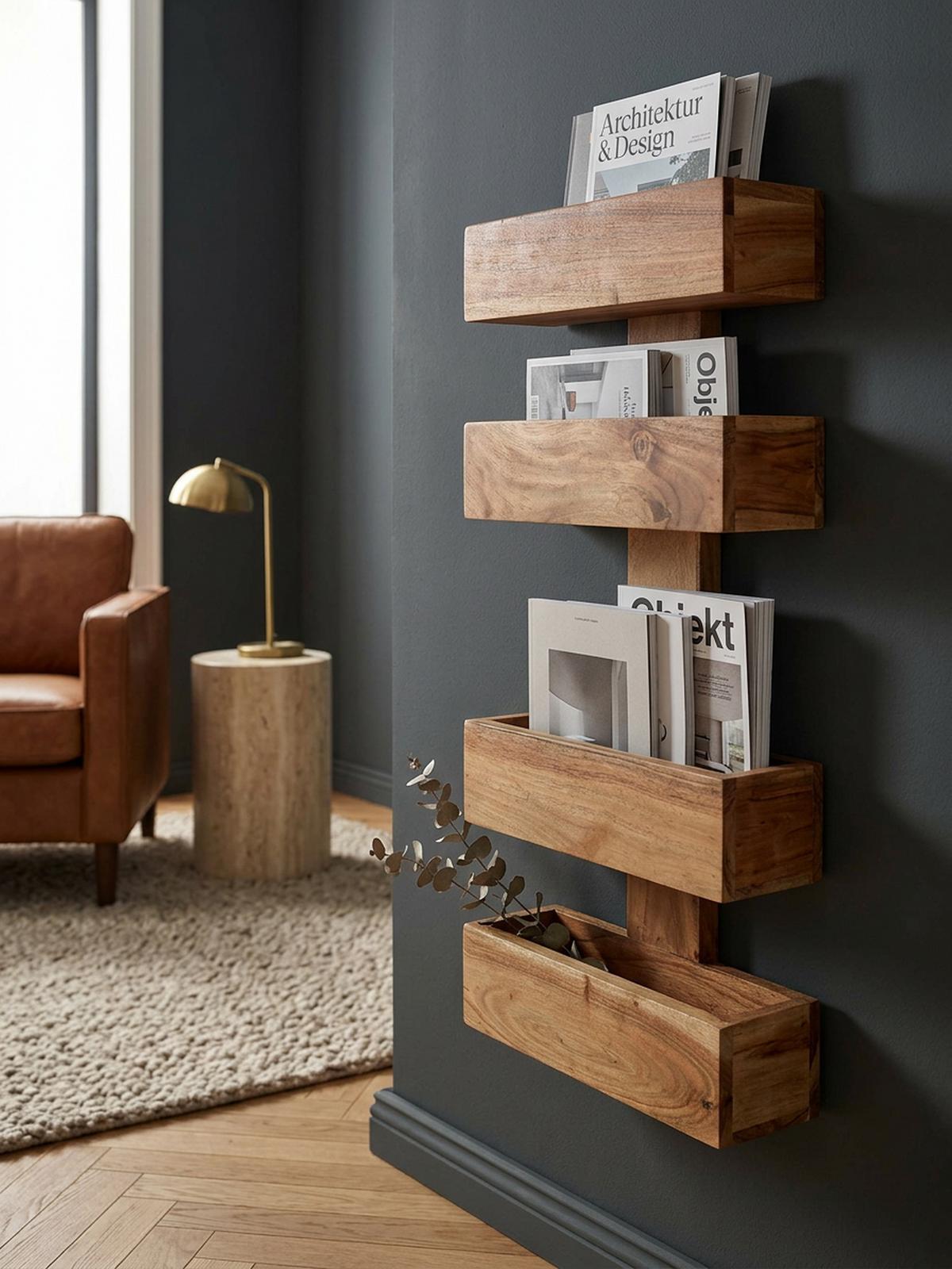 ZEITUNGSSTÄNDER NAKO Massivholz Klassisch Handgefertigt, Beige 30x10x72 cm - Beige, Holz (30/72/10cm) - KADIMA DESIGN