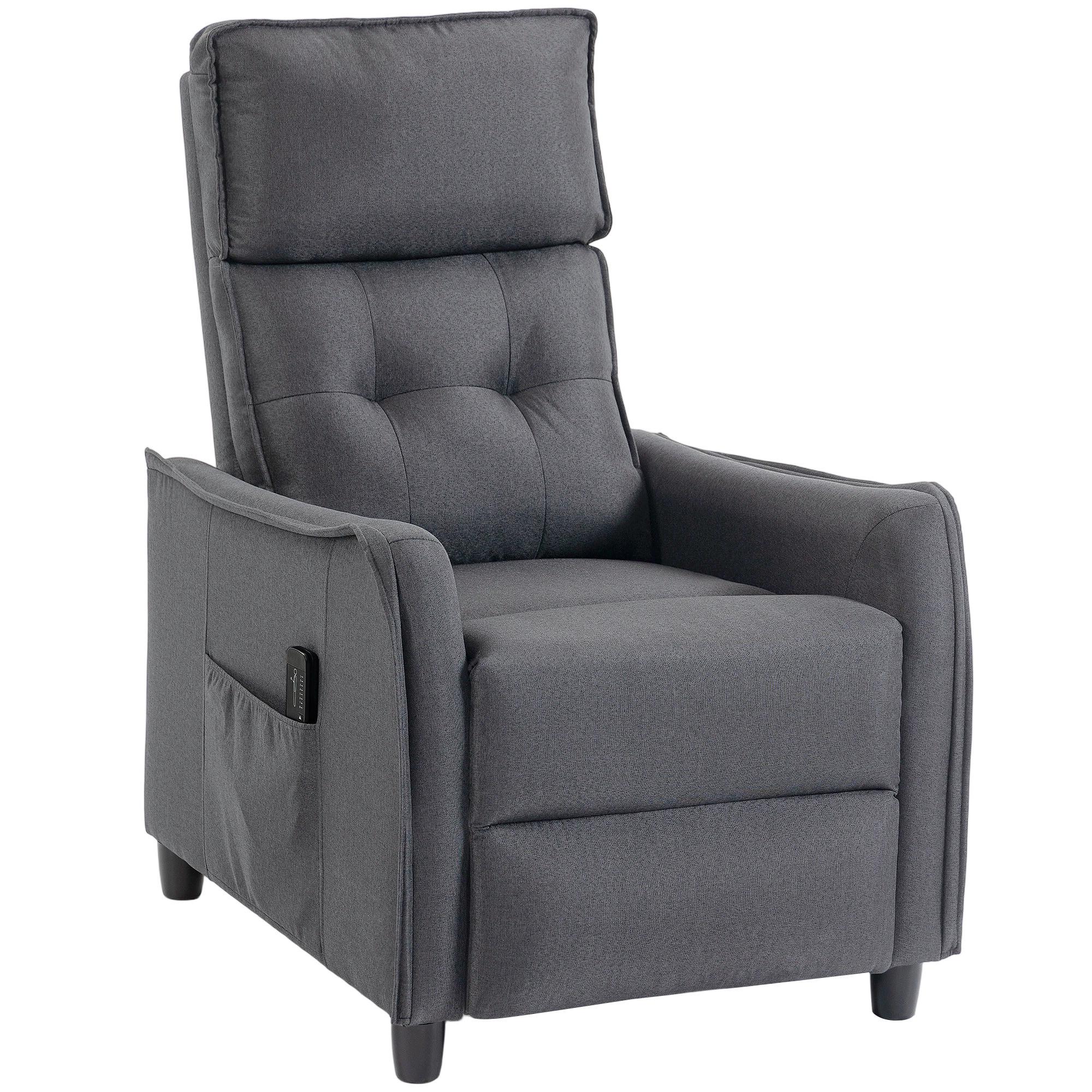 MASSAGERELAXSESSEL Leinen Grau - Grau, Kunststoff/Textil (69/104/93cm) - HOMCOM