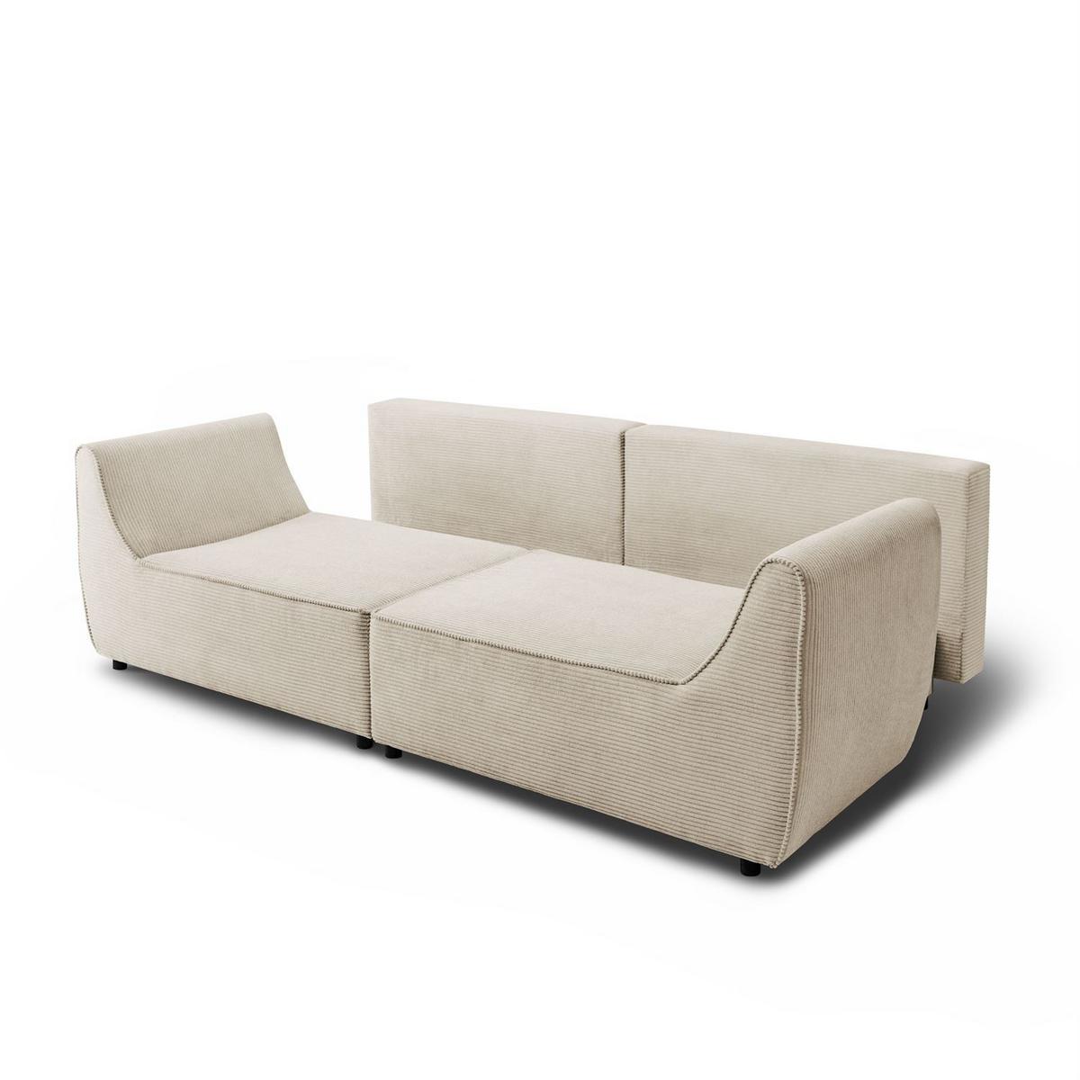 SOFA ASPEN Zweisitzer mit Schlaffunktion, Anafi 22 - Beige, Textil (267/94/95cm) - Lookway