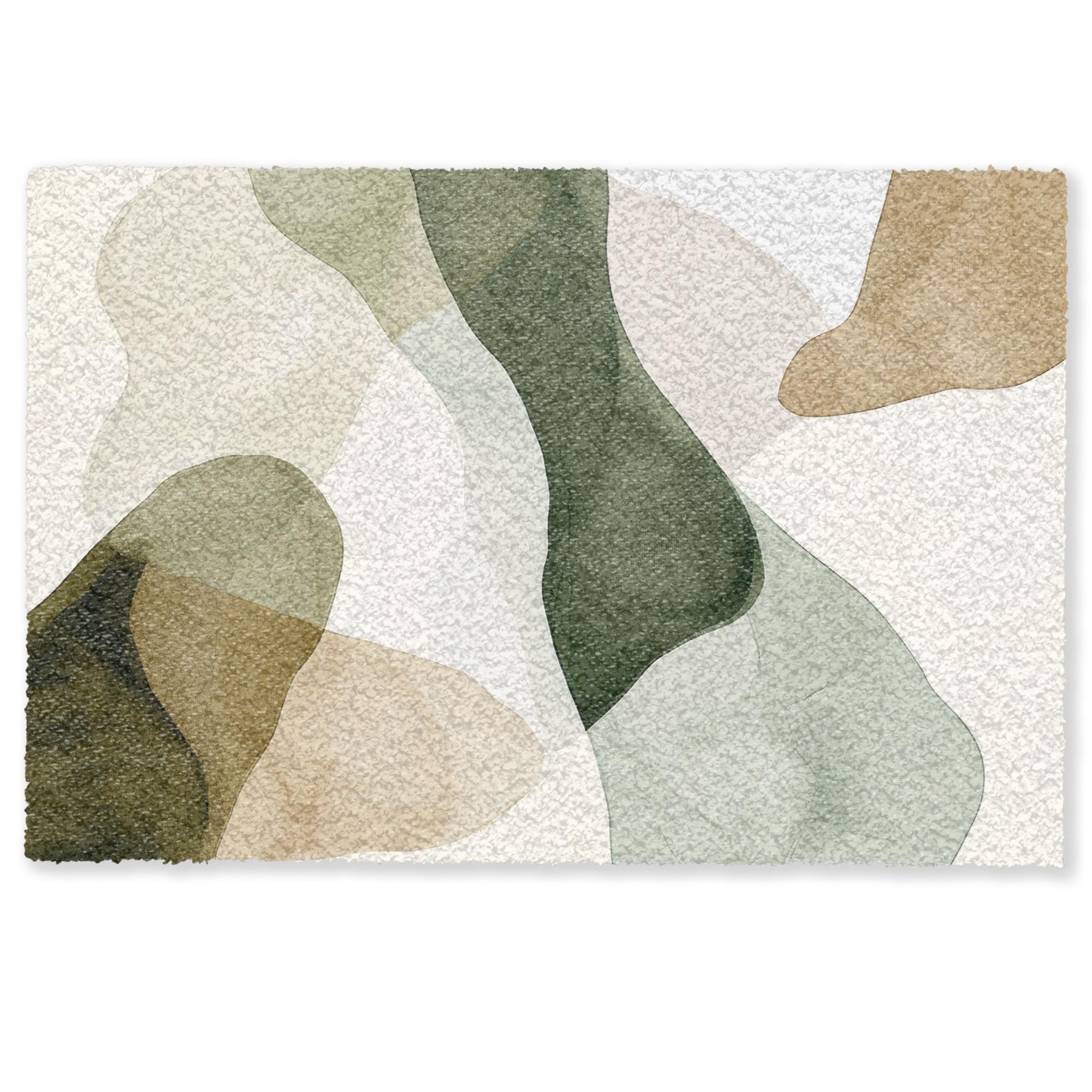 FUSSMATTE Japandi - Abstrakt - Grün Schmutzfangmatte 90x60 cm - Multicolor, Kunststoff (90/0.4cm) - MuchoWow