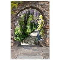 GARTENPOSTER Wald - Aussicht - Steine - Weg Bild 120x180 cm - Graubraun, Kunststoff (120/180/0.2cm) - OnlyWow