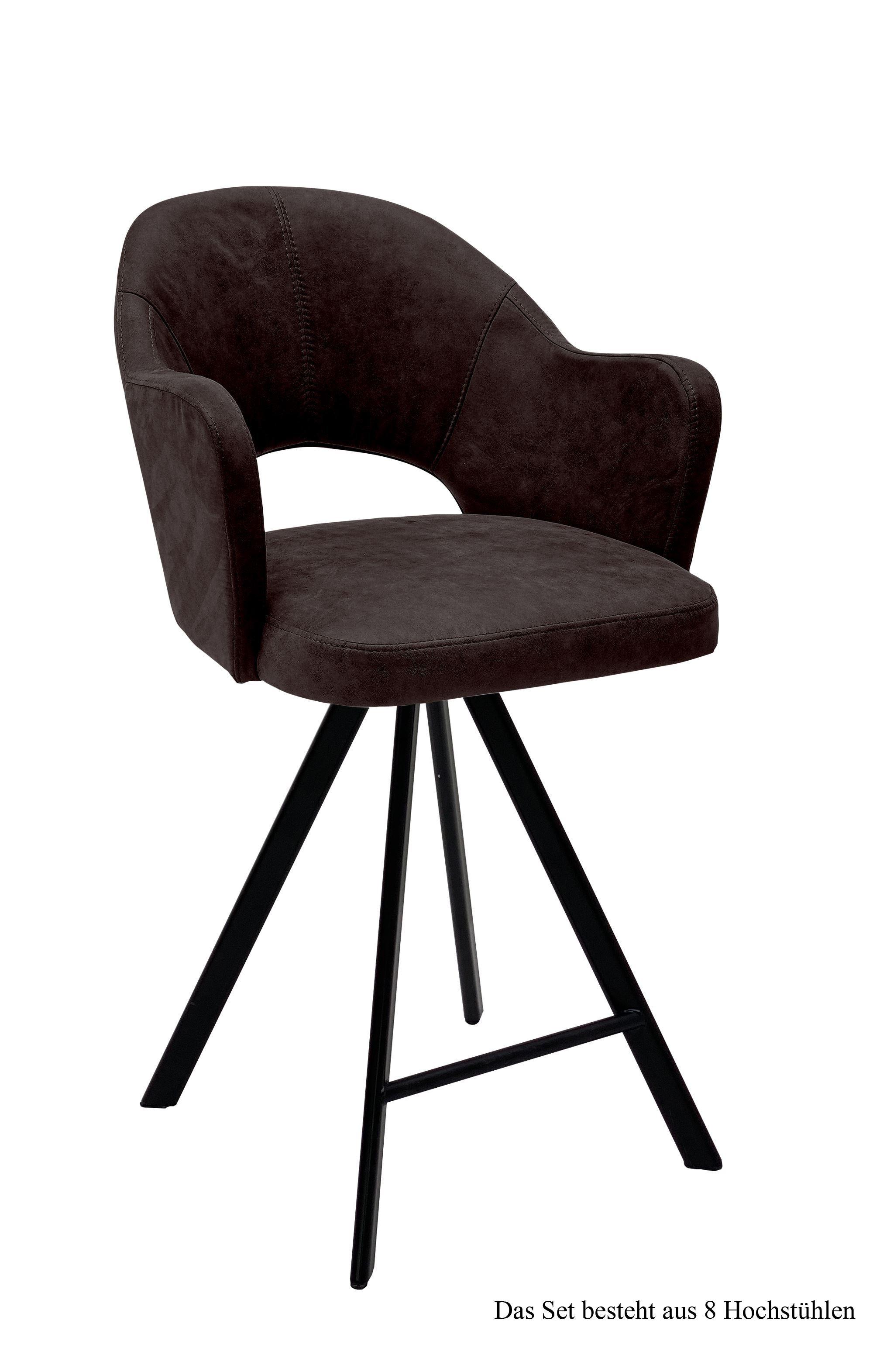 THEKENSTUHL drehbar (8er-Set) Diandra 59x104x61 Schwarz/Espresso - Dunkelbraun/Schwarz, Kunststoff (61/104/59cm) - 58aufmkessel