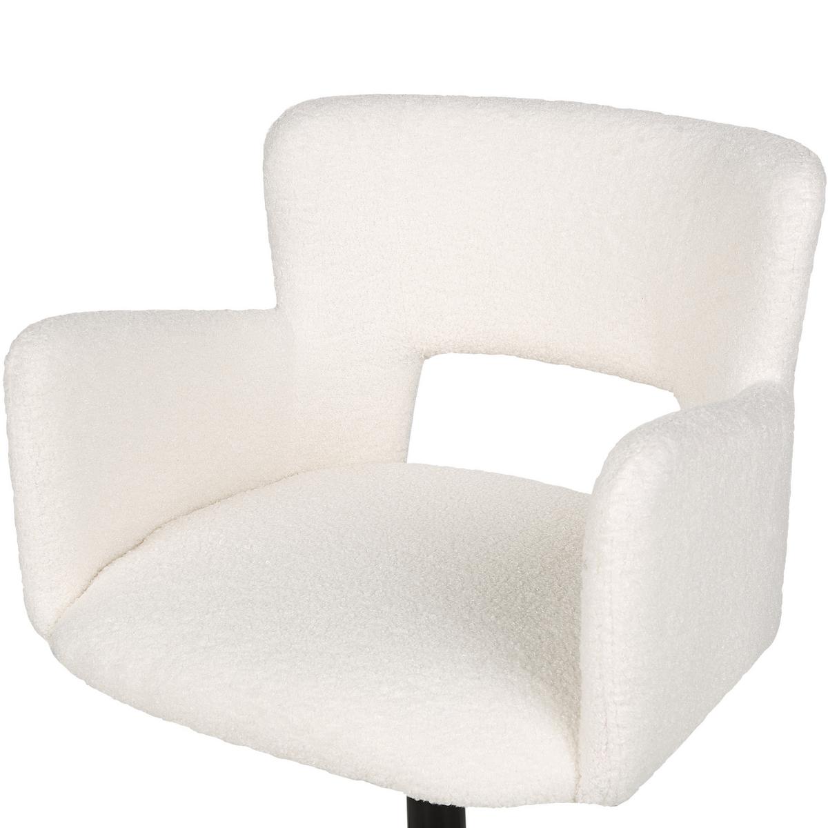 BÜROSTUHL Bouclé Cremeweiß Sanilac - Schwarz/Weiß, Textil (62/71/62cm) - Beliani