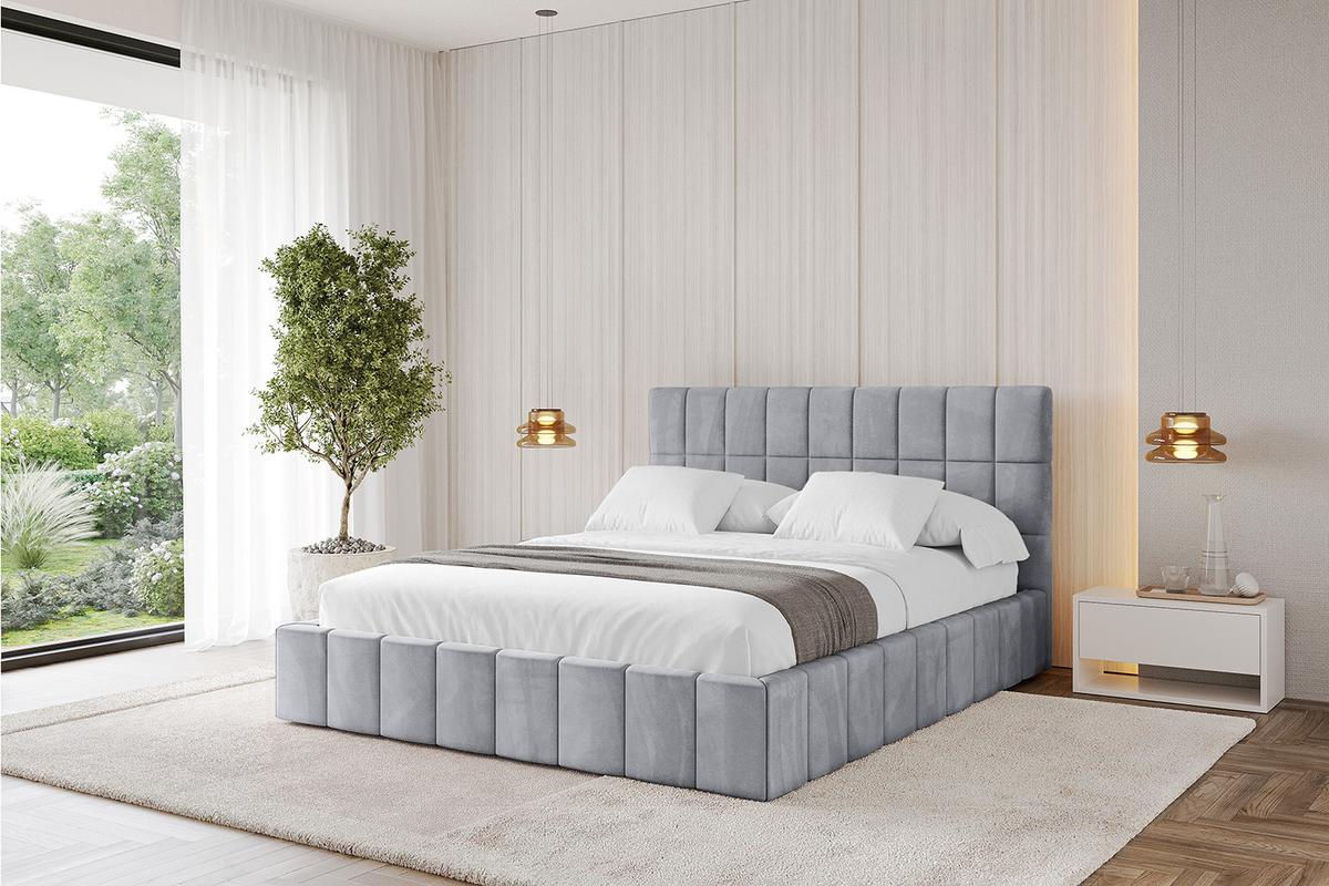 POLSTERBETT mit Bettkasten und Lattenrost, Boxbett ohne Matratze - AMEA 140x200 Hellgrau - Hellgrau, Holzwerkstoff/Textil (140/200cm) - ALTDECOR
