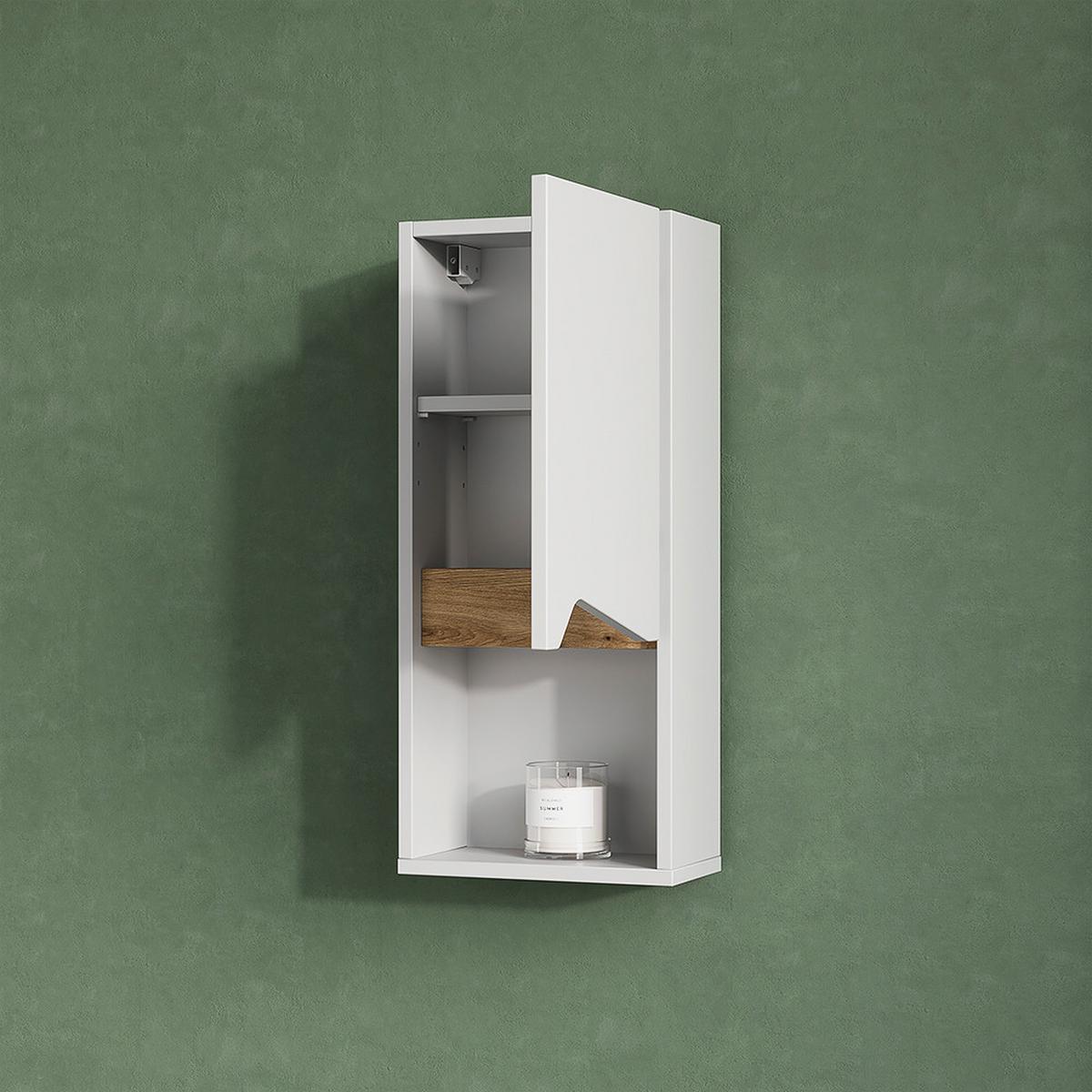 BADSCHRANK Timavo Weiß 30 x 67 cm mit Tür und offenem Fach - Weiß, Holzwerkstoff (30/67/17cm) - Livinity®