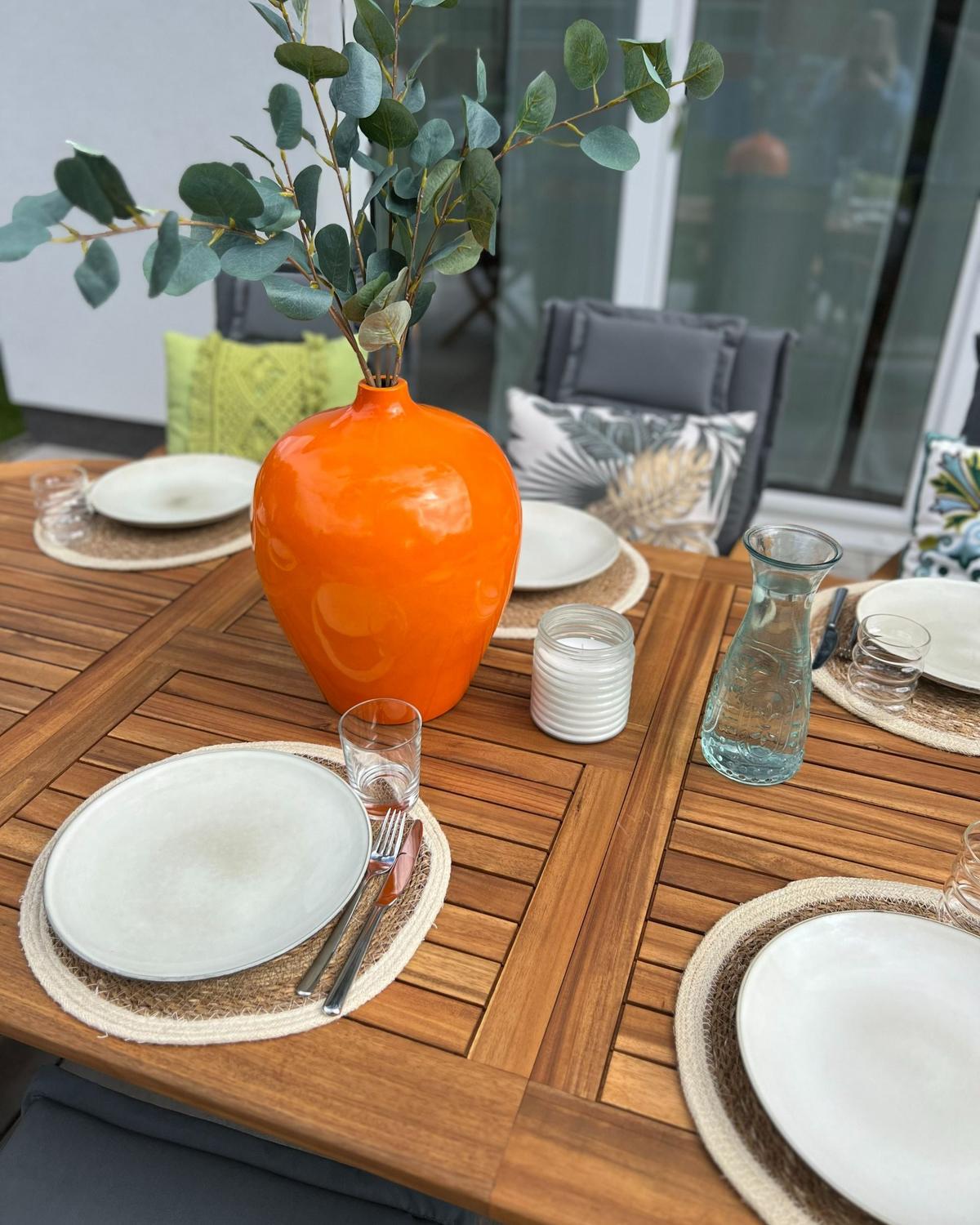 BLUMENVASE Terrakotta orange Terrasa - Orange, Stein (37cm) - Beliani