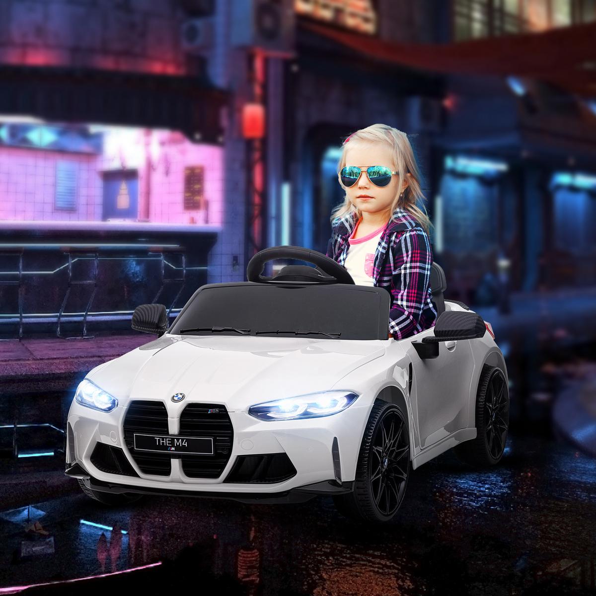 KINDER Elektroauto 12V Kinderfahrzeug mit 2,4G-Fernbedienung, 3-5 km/h, Weiß - Weiß, Metall (108/69.5/51cm) - AIYAPLAY