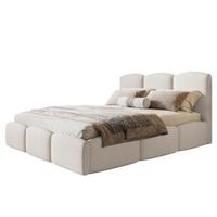 BETT 120x200 - Polsterbett mit Bettkasten und Metallrahmen - Modern Betten - Kuscheliger Catch-Me-Stoff - Kollektion Zoya - Weiß - Weiß, Holz/Textil (120/200cm) - Alpi-Möbel
