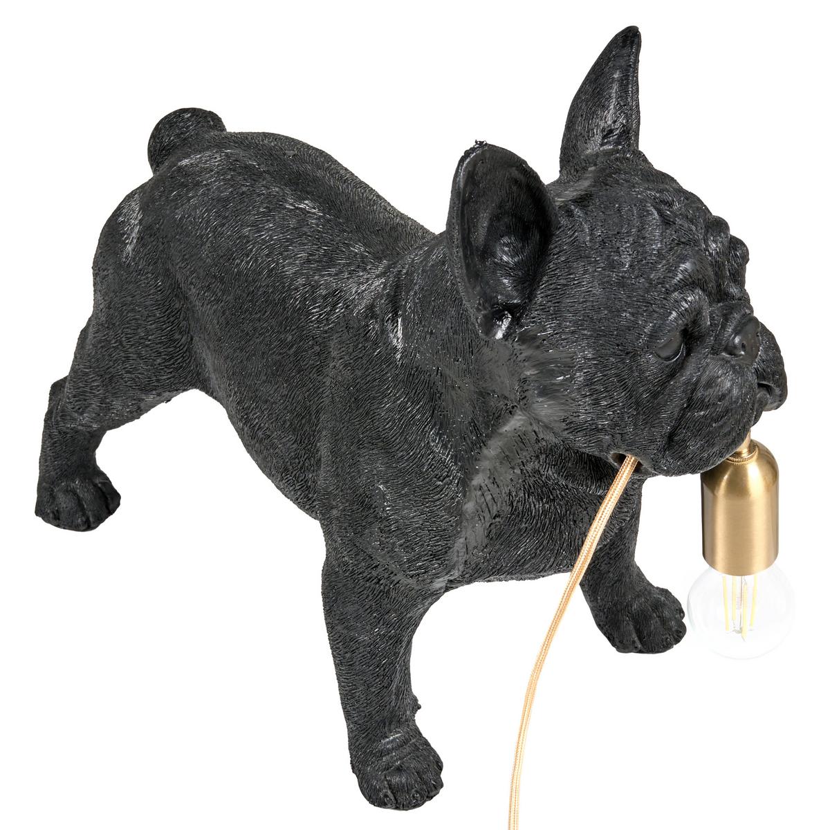 TISCHLAMPE Hund Schwarz Baxter - Messingfarben/Schwarz, Kunststoff (47/24/43cm) - Beliani
