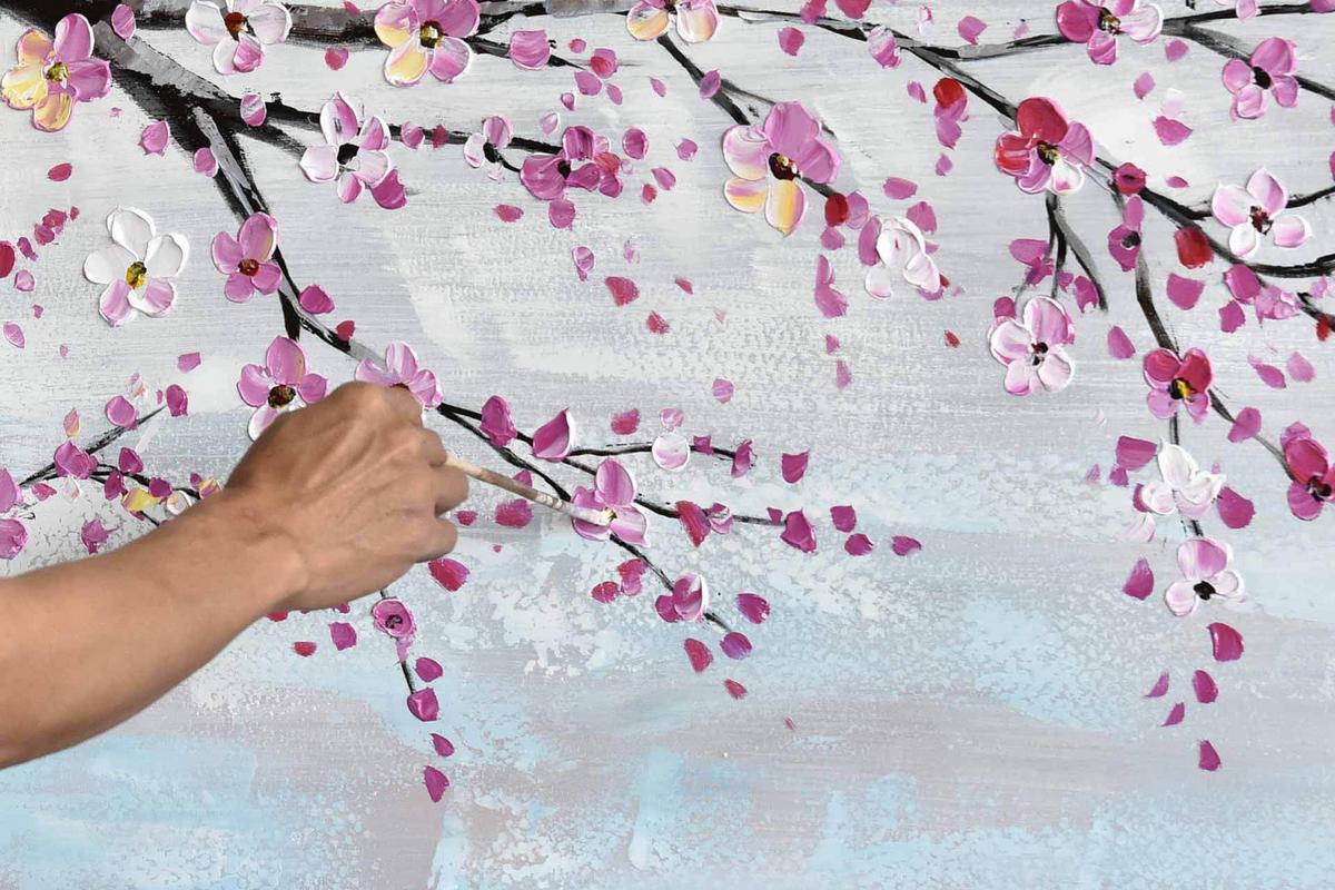 ÖLGEMÄLDE 120/60 cm - Pink, Holz/Textil (120/60cm) - KUNSTLOFT