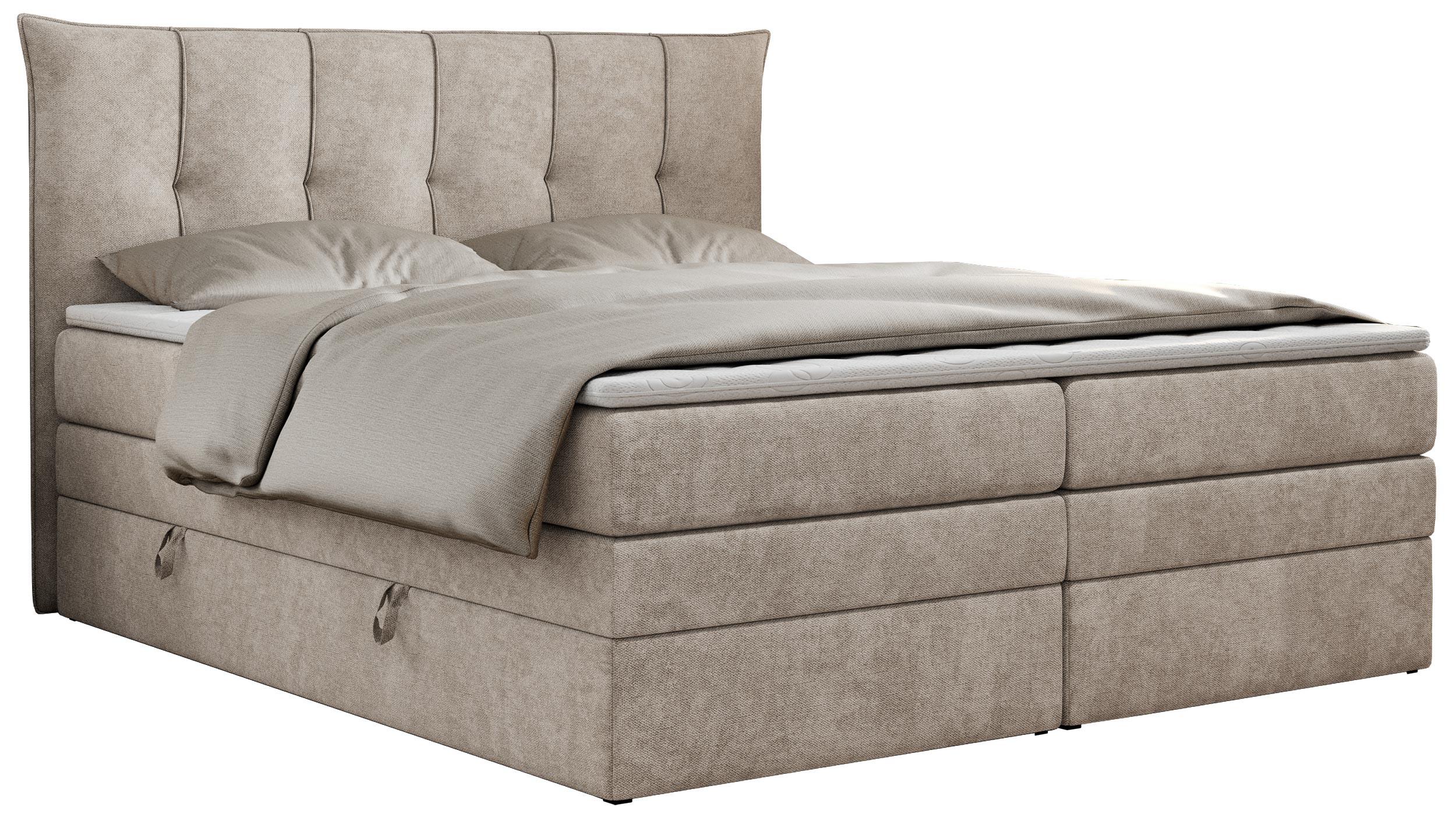 BOXSPRINGBETT PREMIUM 10 KING 180/200 Beige Struktur - H3 - Beige, Holz/Textil (180/200cm) - MKS