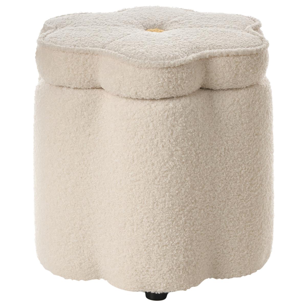 POUF mit Stauraum Bouclé Cremeweiß Blume Flower - Gelb/Creme, Textil (40/38/40cm) - Beliani
