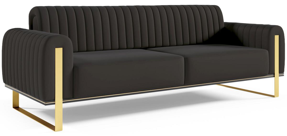 SOFA Parissa 228 cm - Goldfarben/Schwarz, Textil/Metall (228/79/92cm) - Selsey