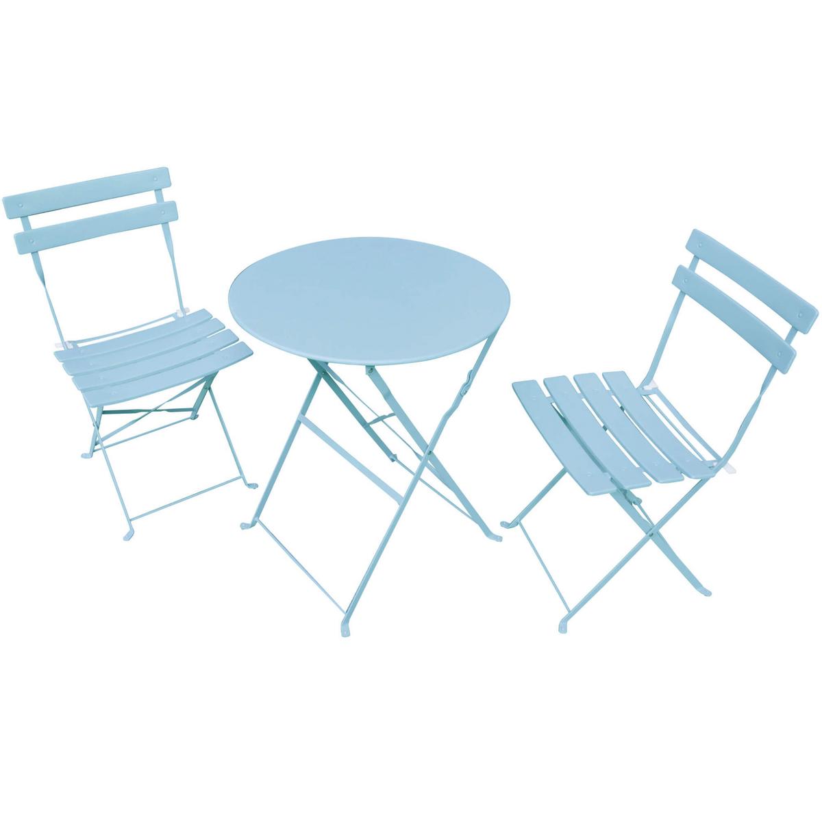 KLAPPTISCH mit Klappstühlen, Set Blau 42/81/42 - Blau, Metall - RAUMHIRSCH FURNITURE
