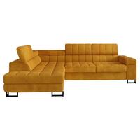 ECKSOFA Laris, Seite: Links - Currygelb/Schwarz, Holz/Textil (271/203cm) - MIRJAN24