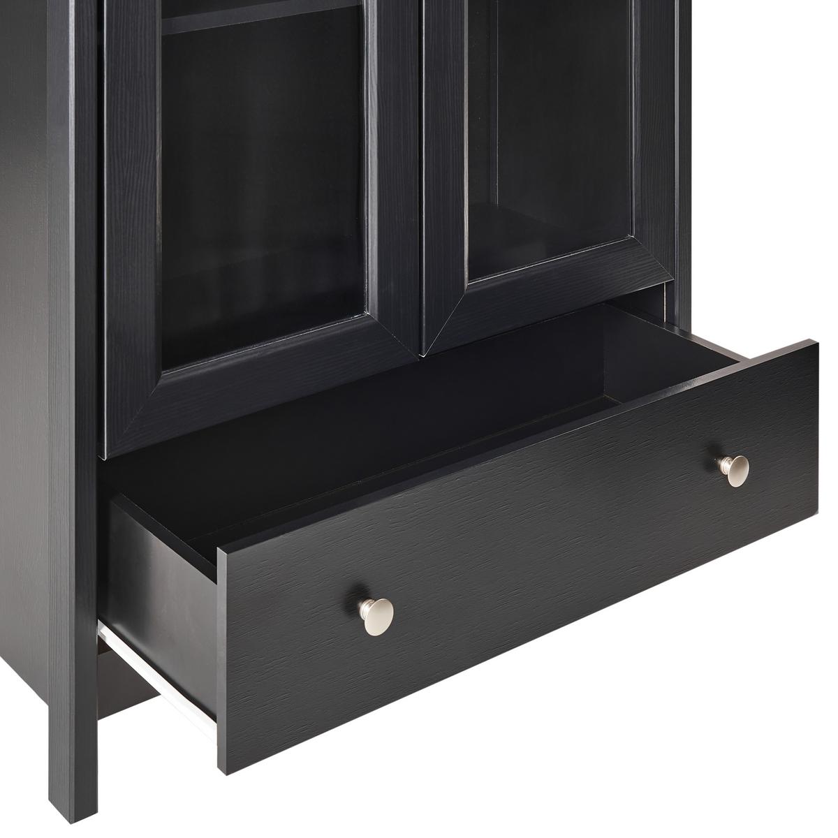 VITRINE mit Glastüren 80 cm Schwarz Nornalup - Schwarz, Holzwerkstoff (80/180/35cm) - Beliani