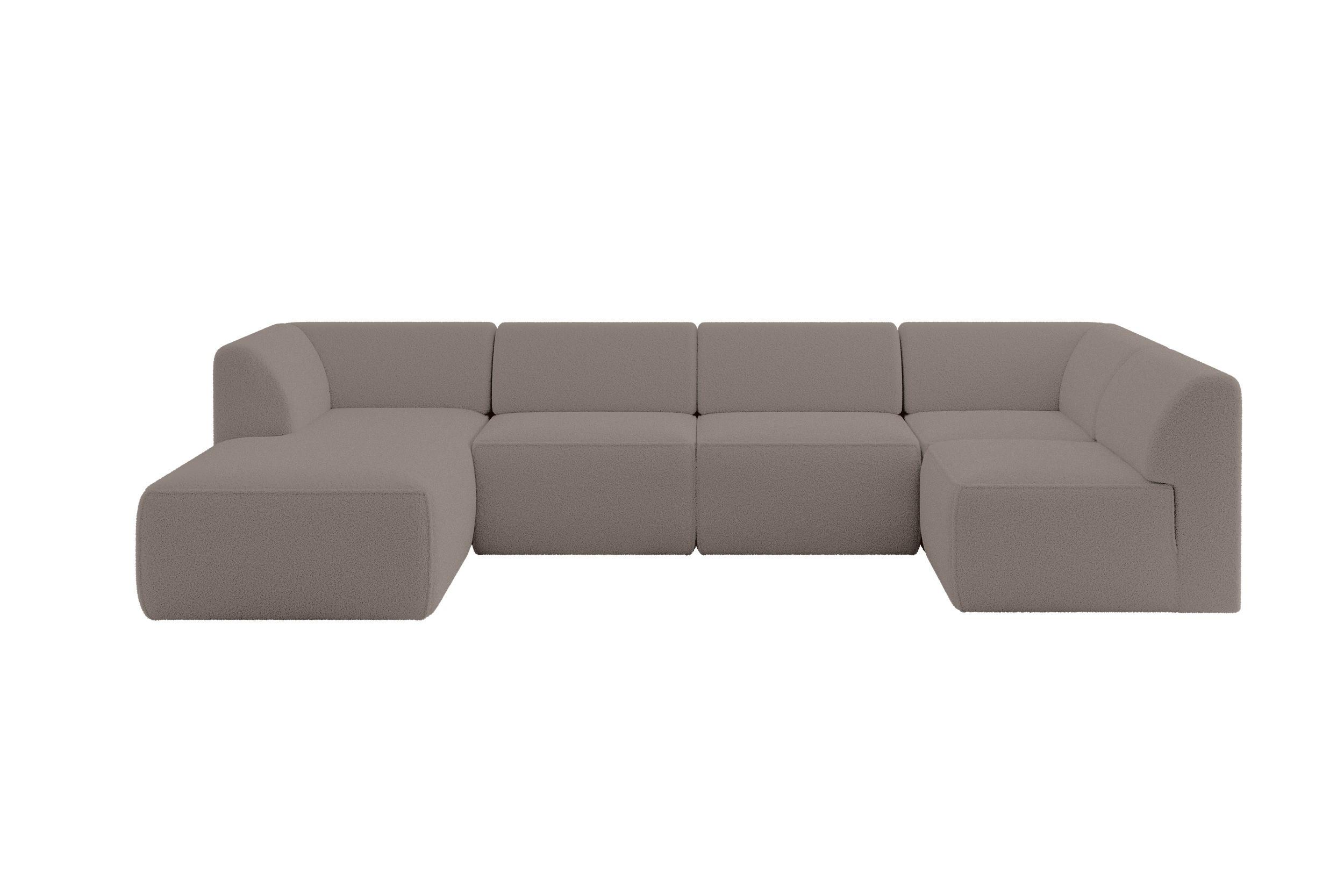 WOHNLANDSCHAFT Ottomane Links MOVO-L 345x180x78 cm Braun Bouclé - Braun, Holzwerkstoff/Kunststoff (180/78/345cm) - ALTDECOR
