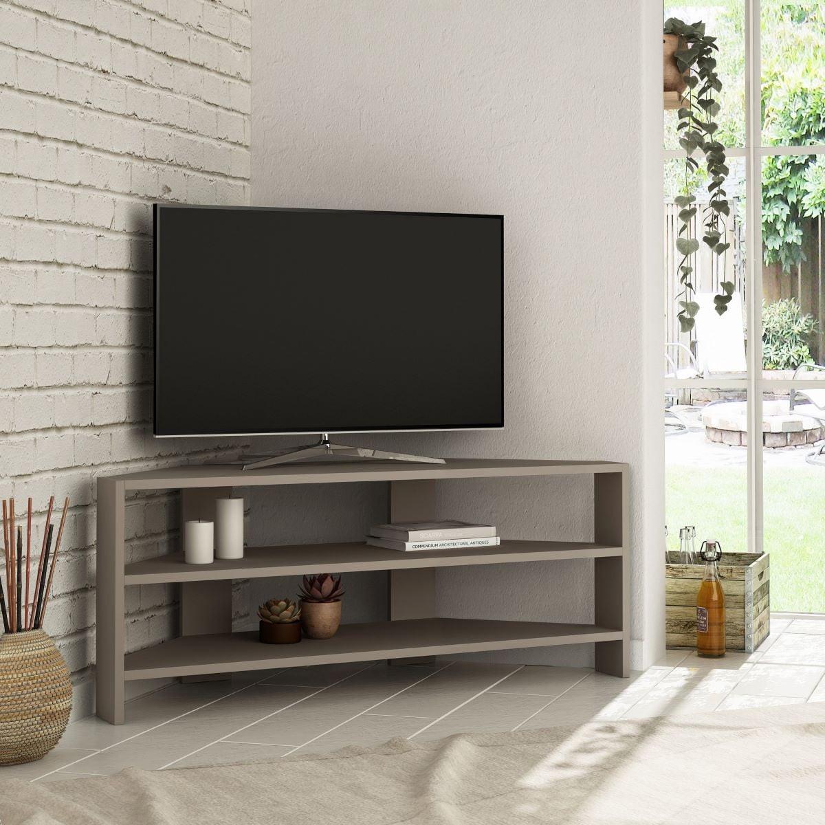 TV-ECKMÖBEL 3 Regale L114 cm - Thales - Taupe, Holzwerkstoff (36/45/12.5cm) - Calicosy